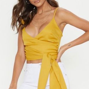 Mustard yellow elegant crop top